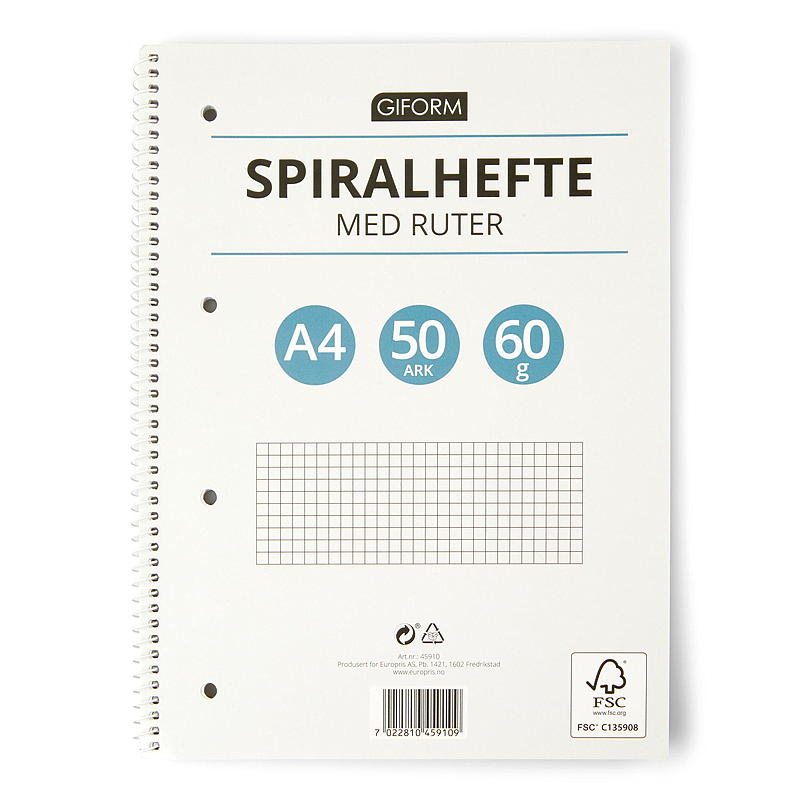 Giform Spiralhefte A4 50 ark ruter
