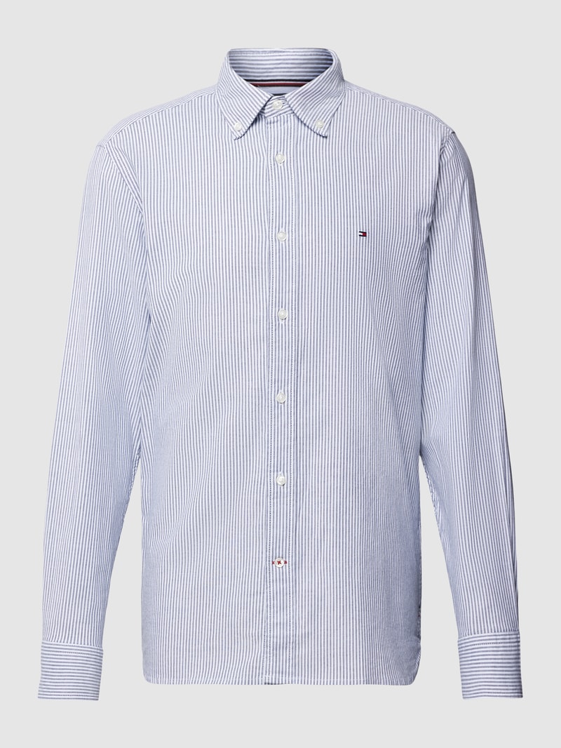 Regular Fit Freizeithemd mit Streifenmuster Modell 'CORE' in marineblau