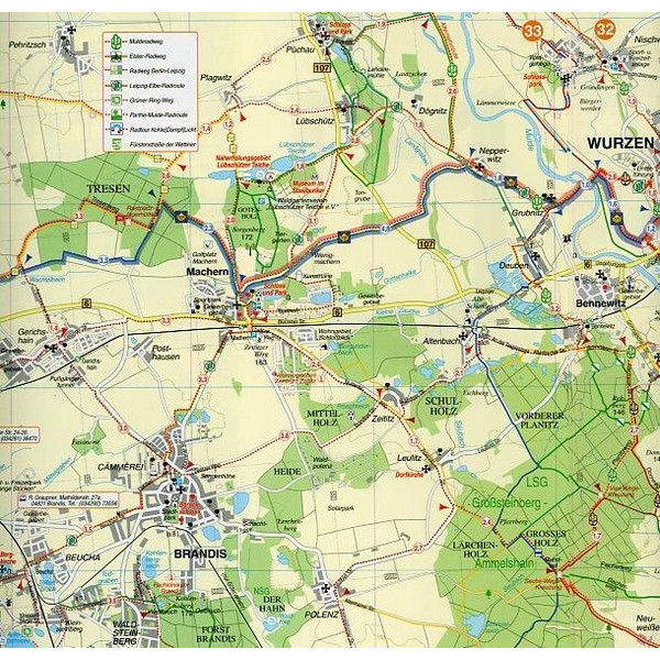 Wander- und Radwanderkarte Ökumenischer Pilgerweg Görlitz-Vacha (Teil 1 Görlitz-Leipzig) 1:50 000 - Wanderkarte