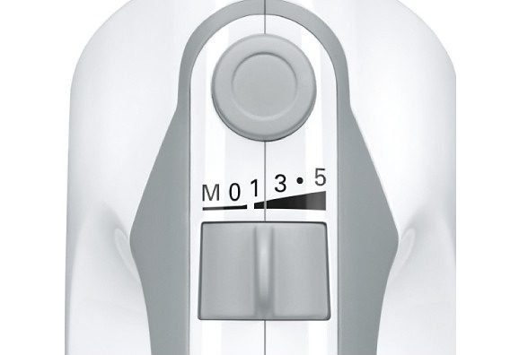 BOSCH Handmixer ErgoMixx MFQ36400, 450 W, 5 Stufen plus Turbostufe, 2 Turbobesen, 2 Edelstahl-Knethaken, weiß