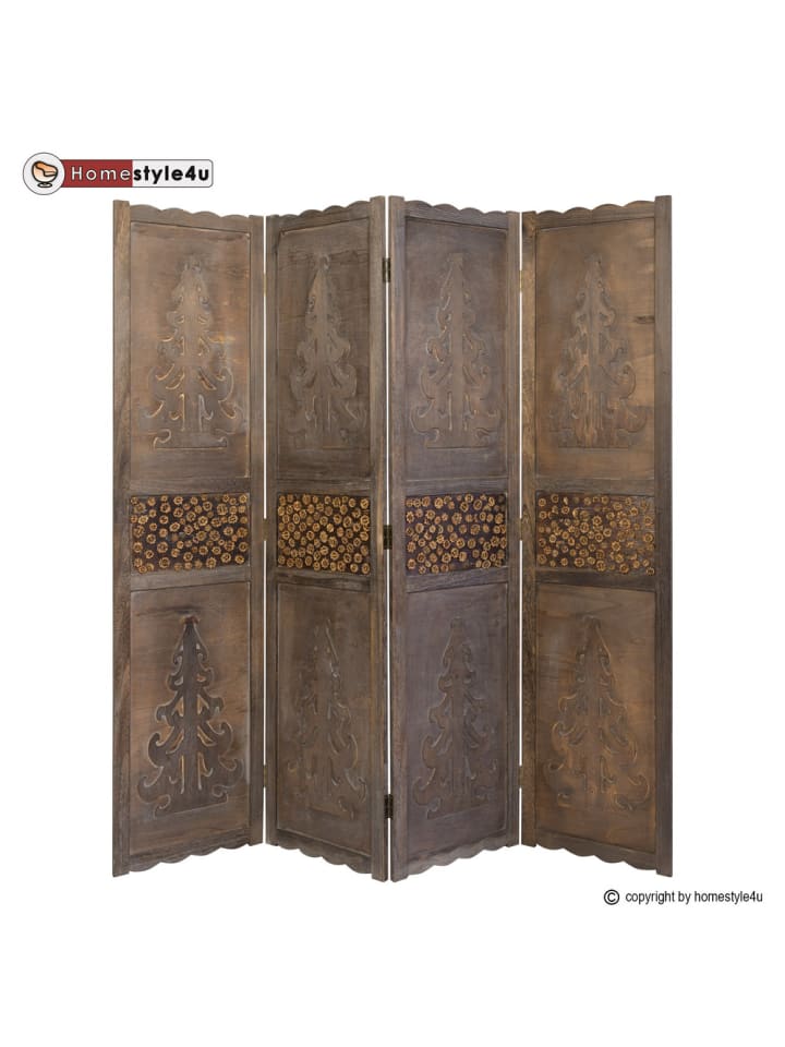Homestyle4u 4-tlg. Paravent in Braun 160x170 günstig kaufen onesize