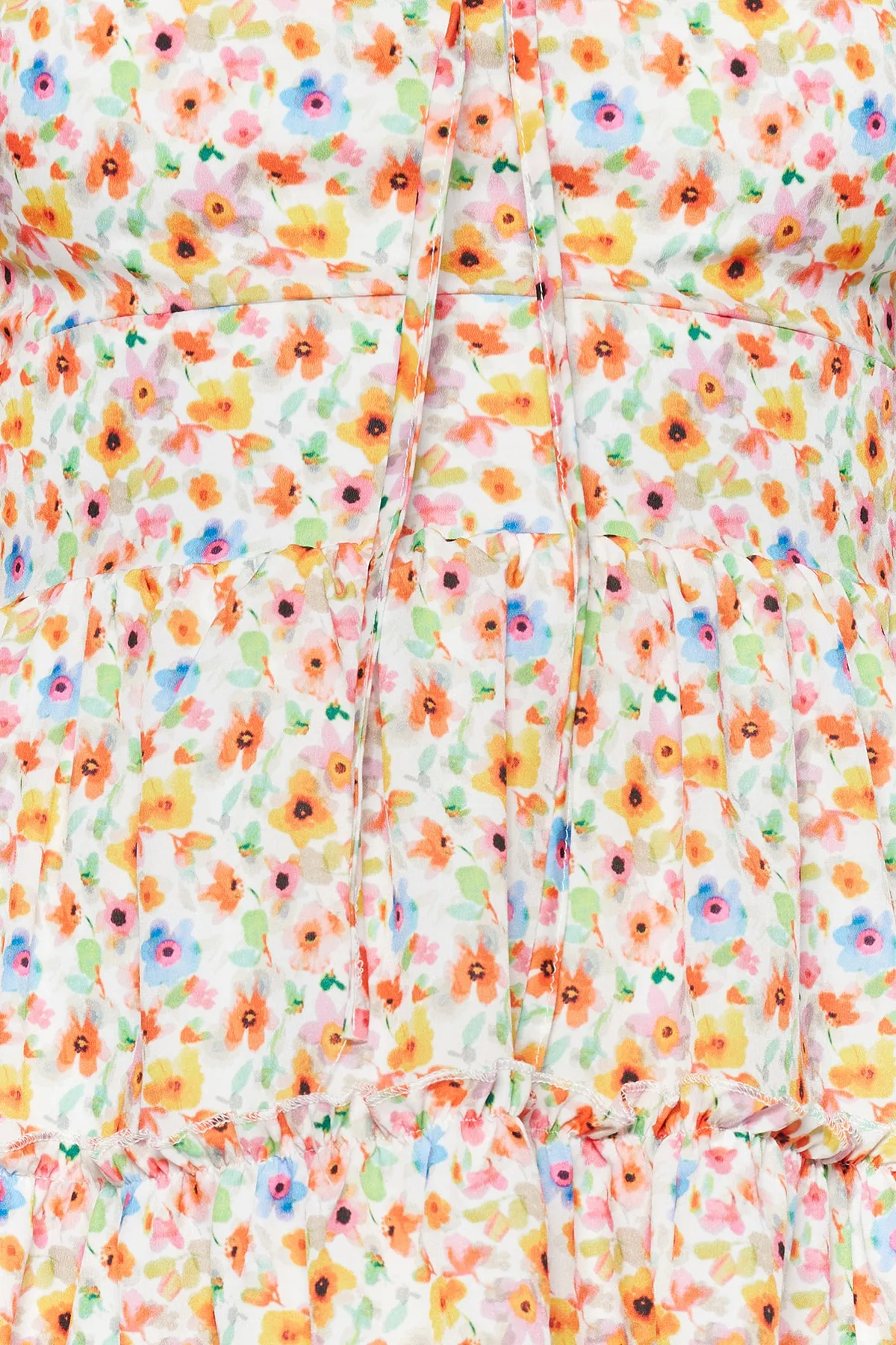 Trendyol Collection  Mehrfarbiges, gewebtes, gewebtes Minikleid mit Rüschen und Blumenmuster an der Taille TWOSS21EL3292