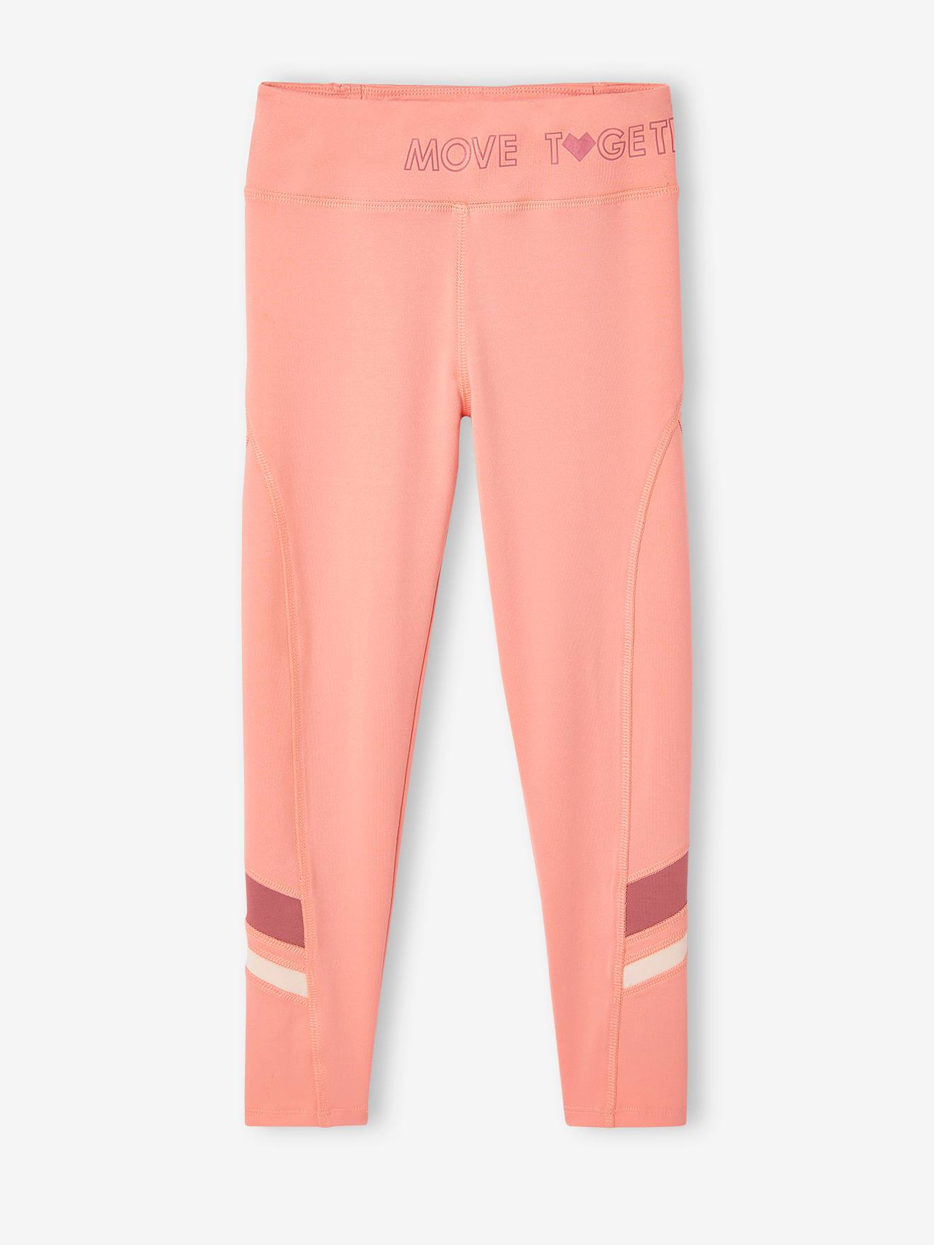 Vertbaudet Mädchen Sportleggings, Streifen am Beinsaum - pfirsich