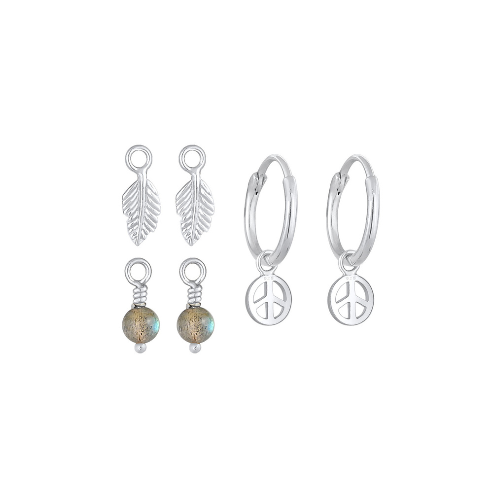 Elli Elli Boucles d'Oreilles Créoles Pendentifs Boho Peace Plume Boucles d'Oreille Fem Boucles d'oreilles
