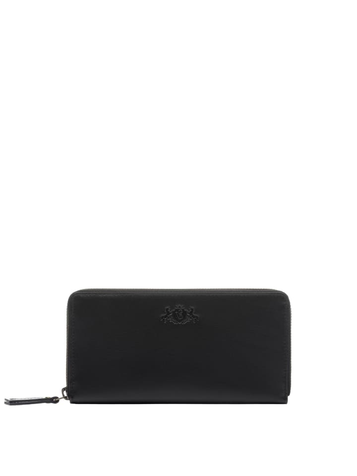 SID & VAIN Leder-Geldbörse echt Leder Damen Geldbeutel groß schwarz JERSEY in schwarz günstig kaufen onesize