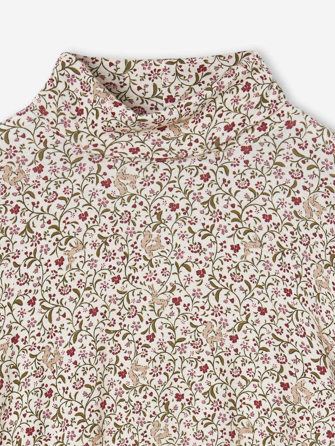 Sous-pull imprimé fille beige poudré