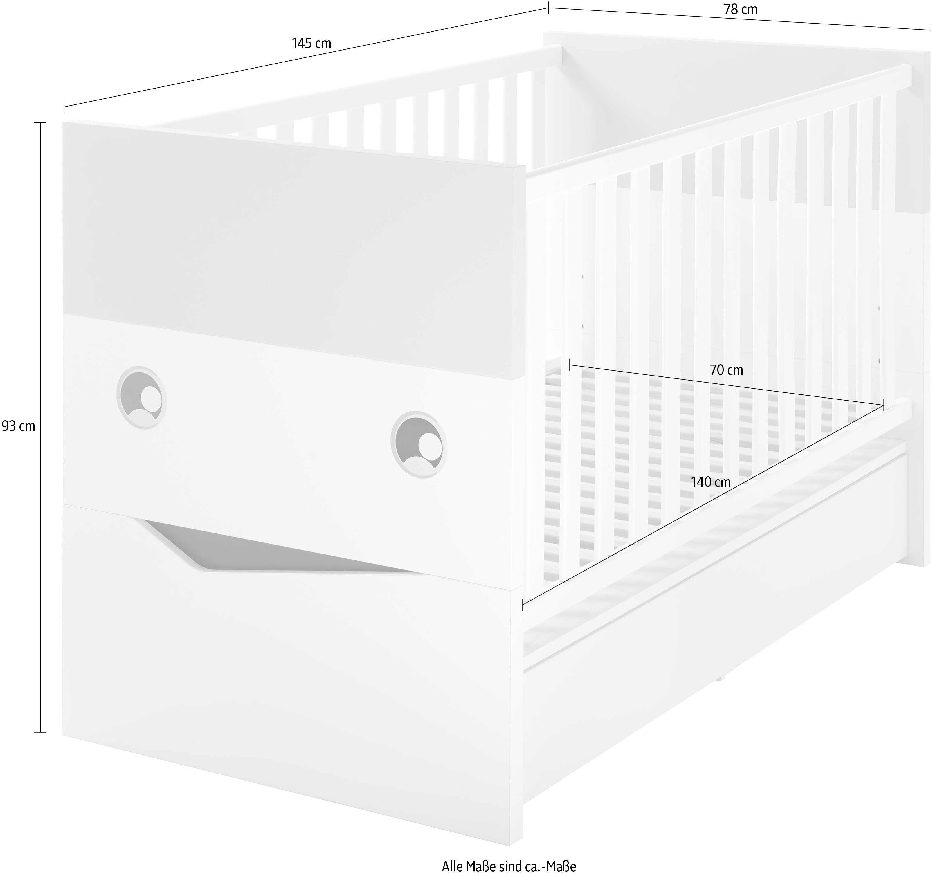 GALLERY M branded by Musterring Babyzimmer-Komplettset, (Set, 5-St), breiter Kleiderschrank, inkl. 1 Unterstellregal für die Wickelkommode