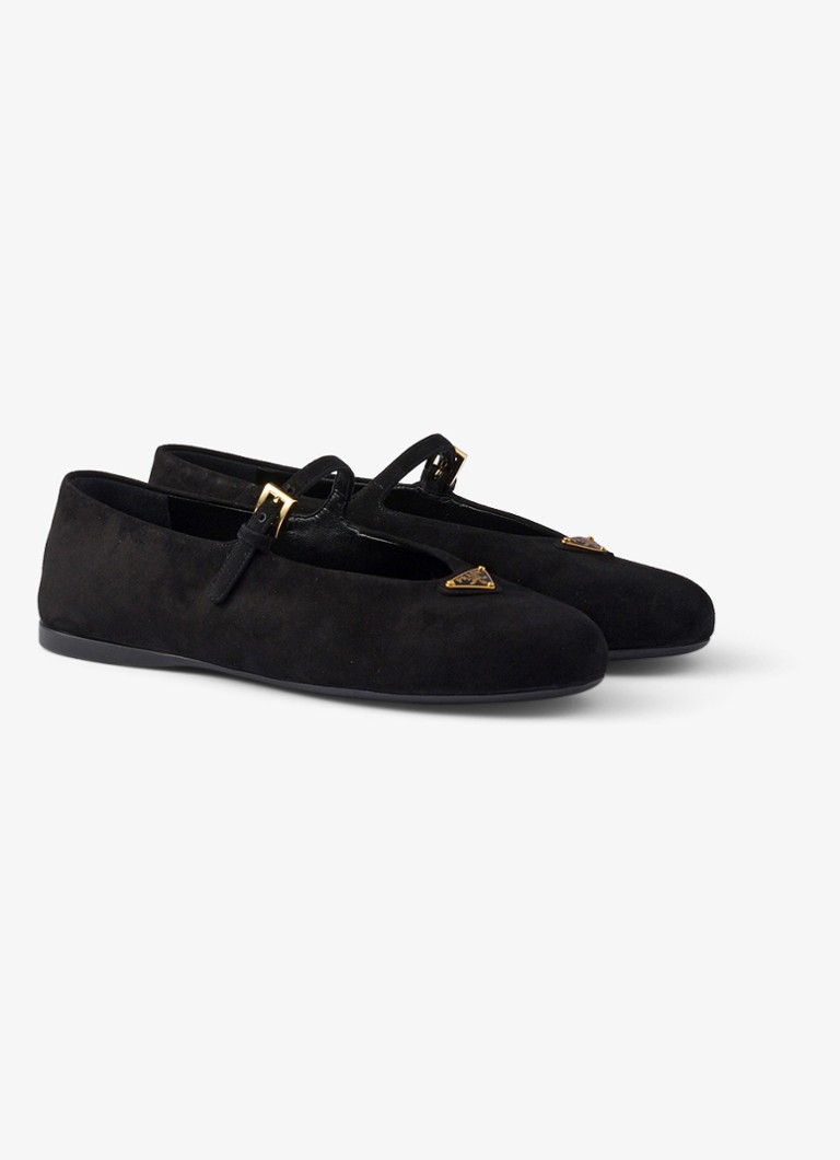 Balerini Prada din piele întoarsă