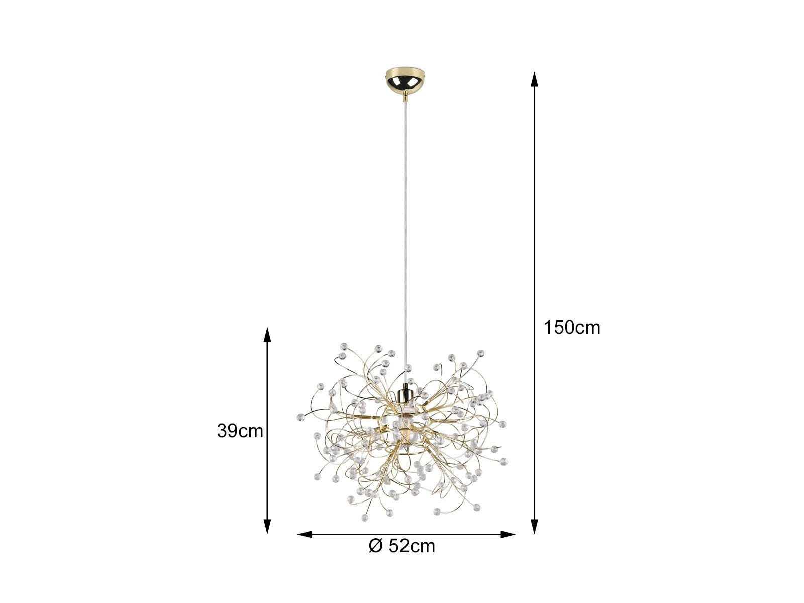 meineWunschleuchte LED Pendelleuchte, Dimmfunktion, LED wechselbar, warmweiß, ausgefallene Designer Lampen für über-n Esstisch hängend, Gold Ø 52cm