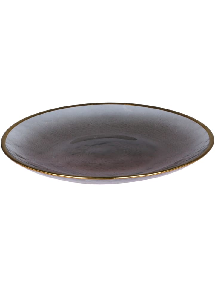 Chic Antique Glasteller mit Goldrand in Grau | Gold günstig kaufen onesize