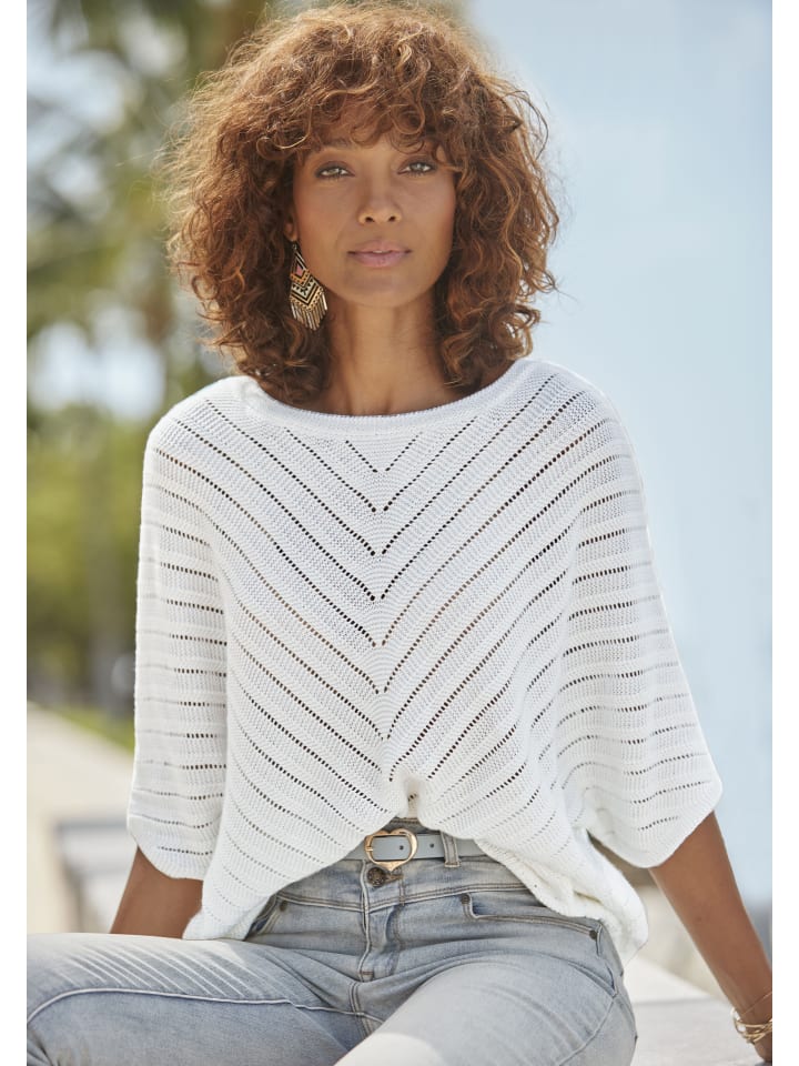 LASCANA Ajourpullover in weiß günstig kaufen 32/34