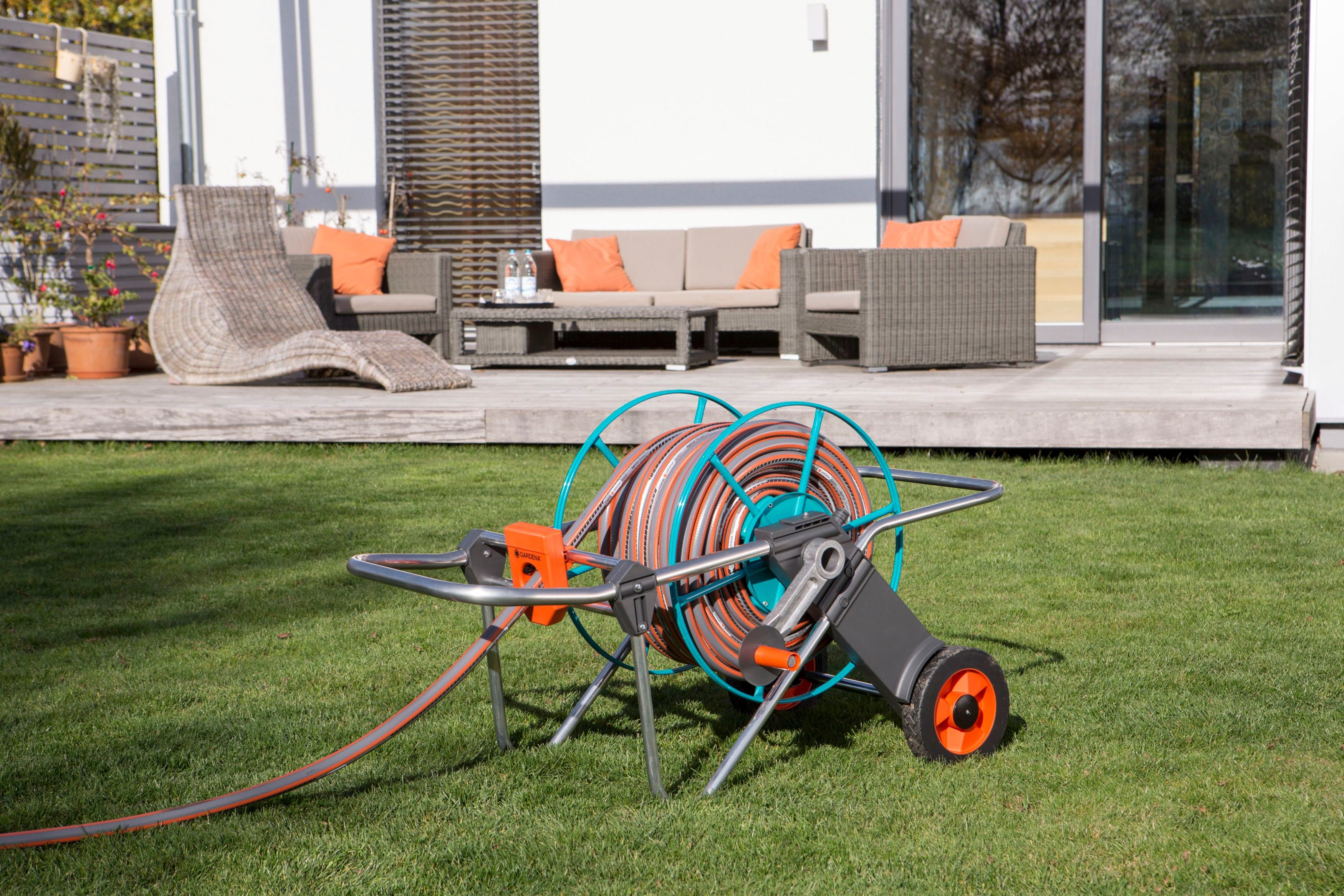GARDENA Schlauchwagen 02674-20, Metall, für max. 100 m Schlauch