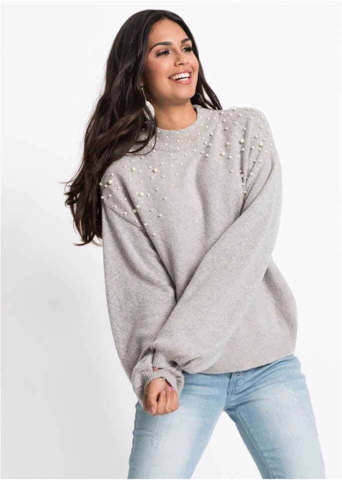 Strickpullover mit Perlen