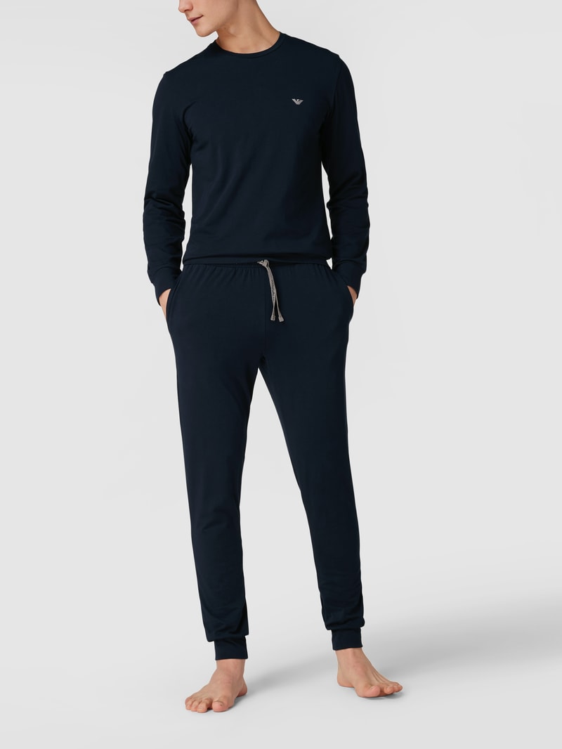 Pyjama mit Label-Details in marineblau