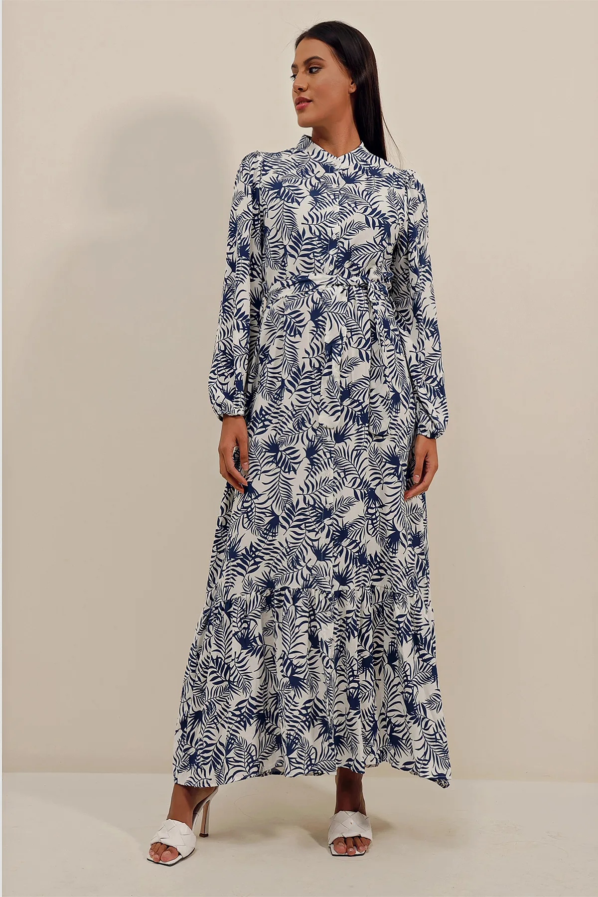 Bigdart  2158 Kleid mit exotischem Aufdruck – D. Marineblau