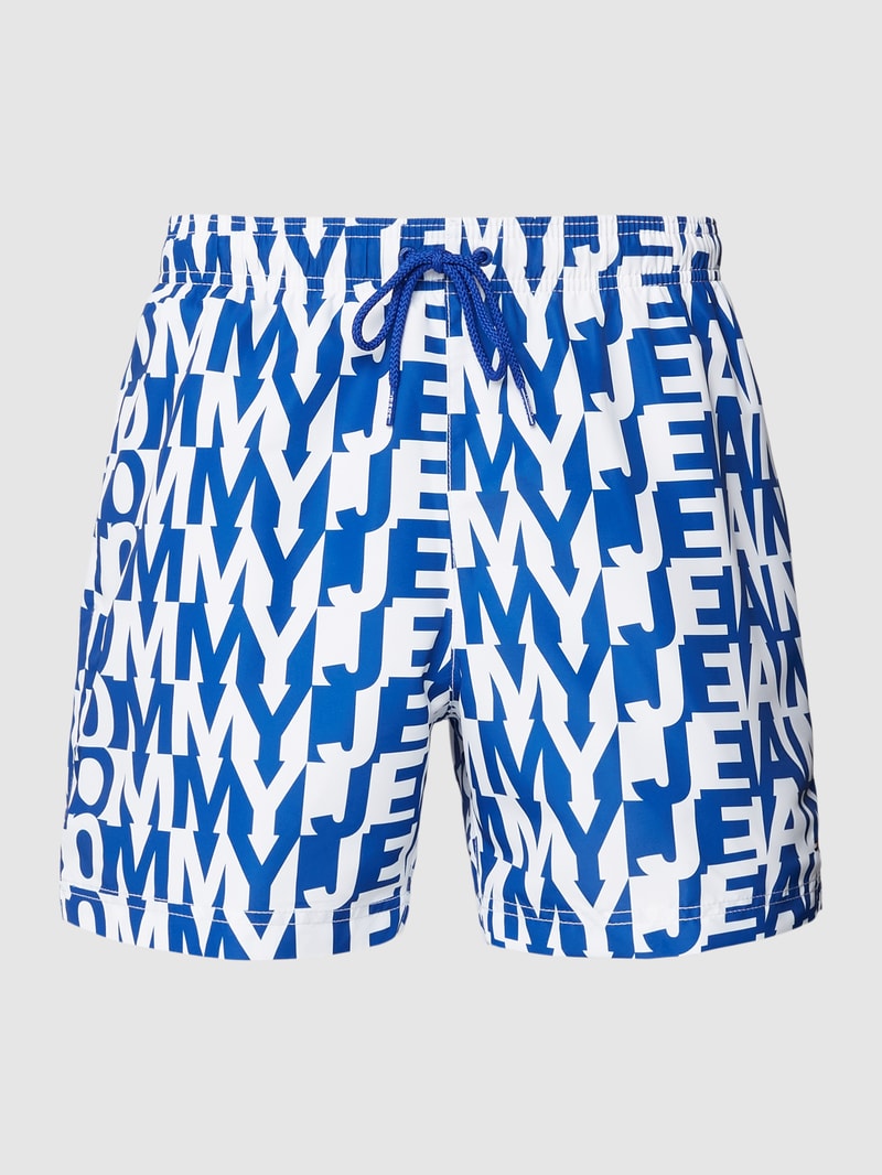 Badehose mit Logo-Muster Modell 'Logomania' in hellblau