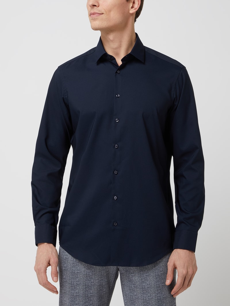 Regular Fit Business-Hemd aus Twill in marineblau
