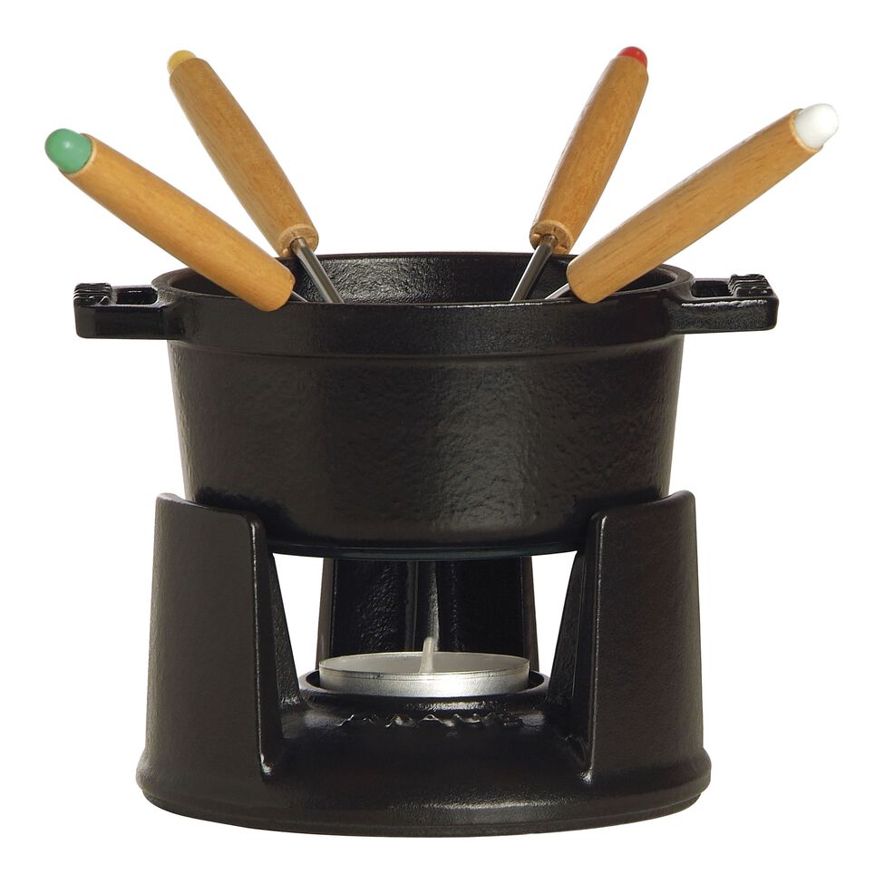 Mini Fondue Set 10 cm, Schwarz