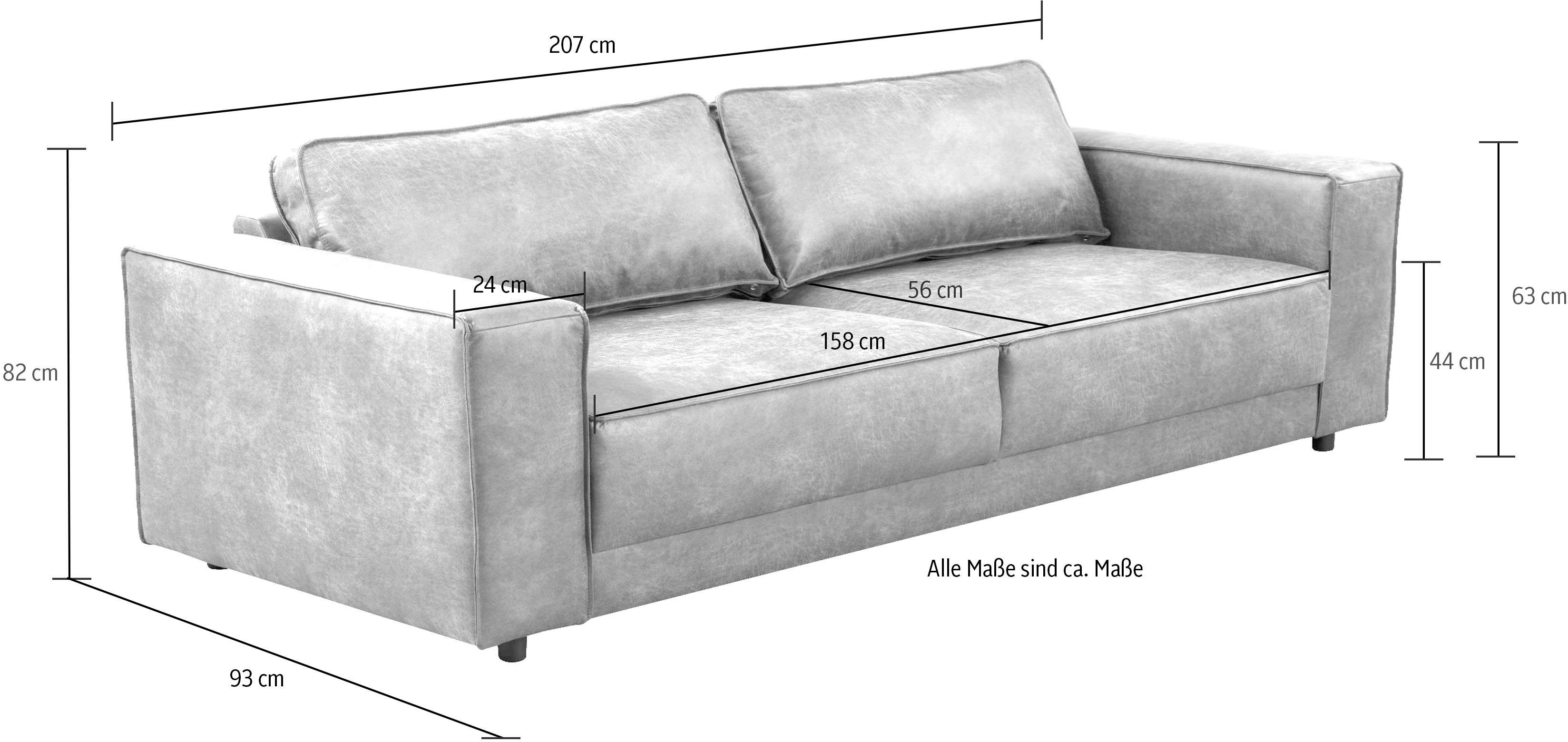 Home affaire 2,5-Sitzer Nevez, in Lederoptik, bequemes Sitzen