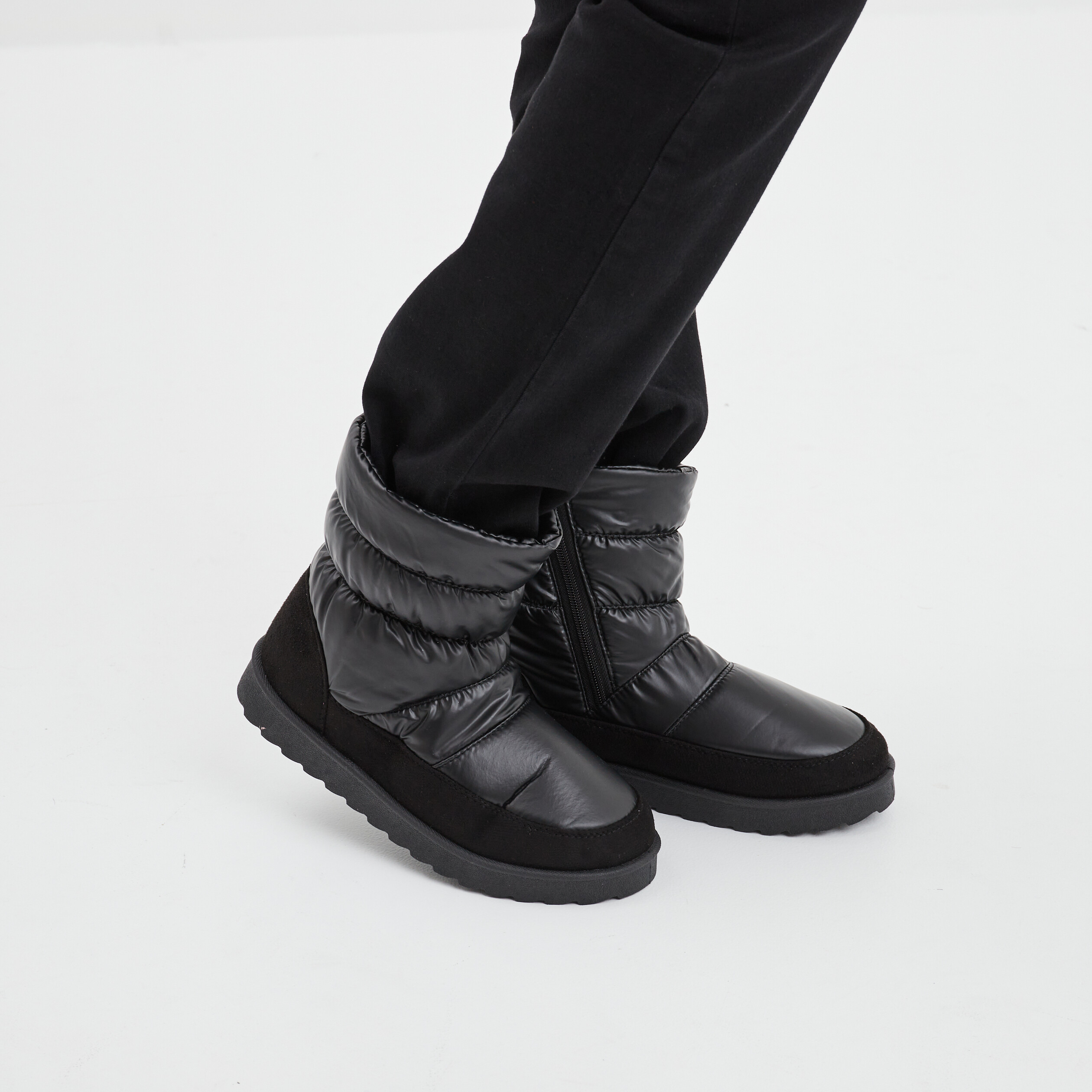 Bottines matelassées doublées noir femme | La Halle