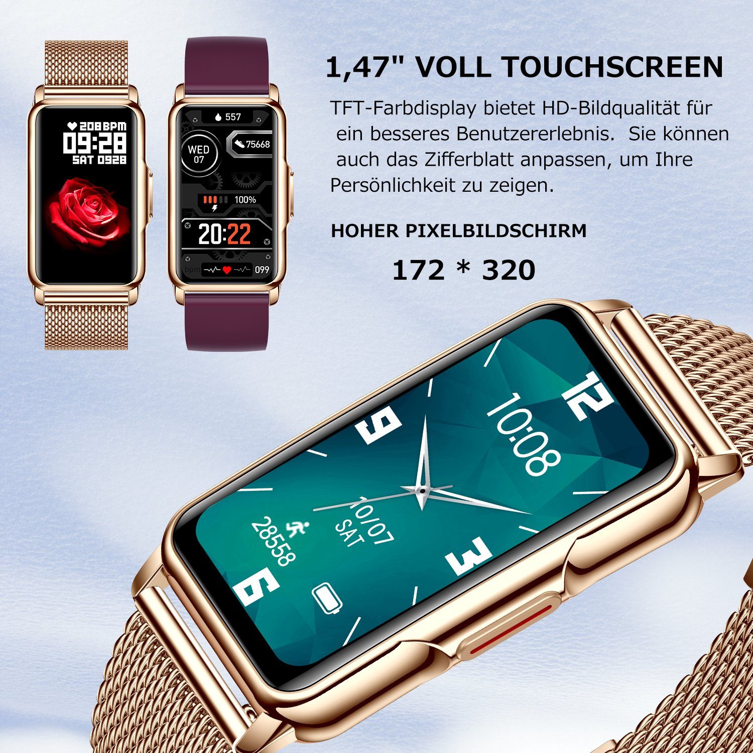 Mutoy Smartwatch, Fitness Tracker Uhr für Damen Herren, Aktivitätstracker Smartwatch (1,47
