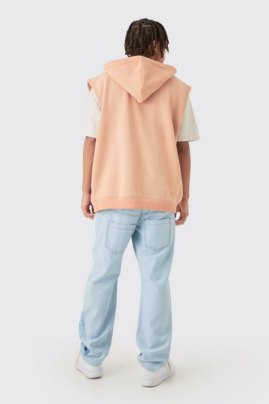 Ärmelloser Oversize Hoodie mit Reißverschluss