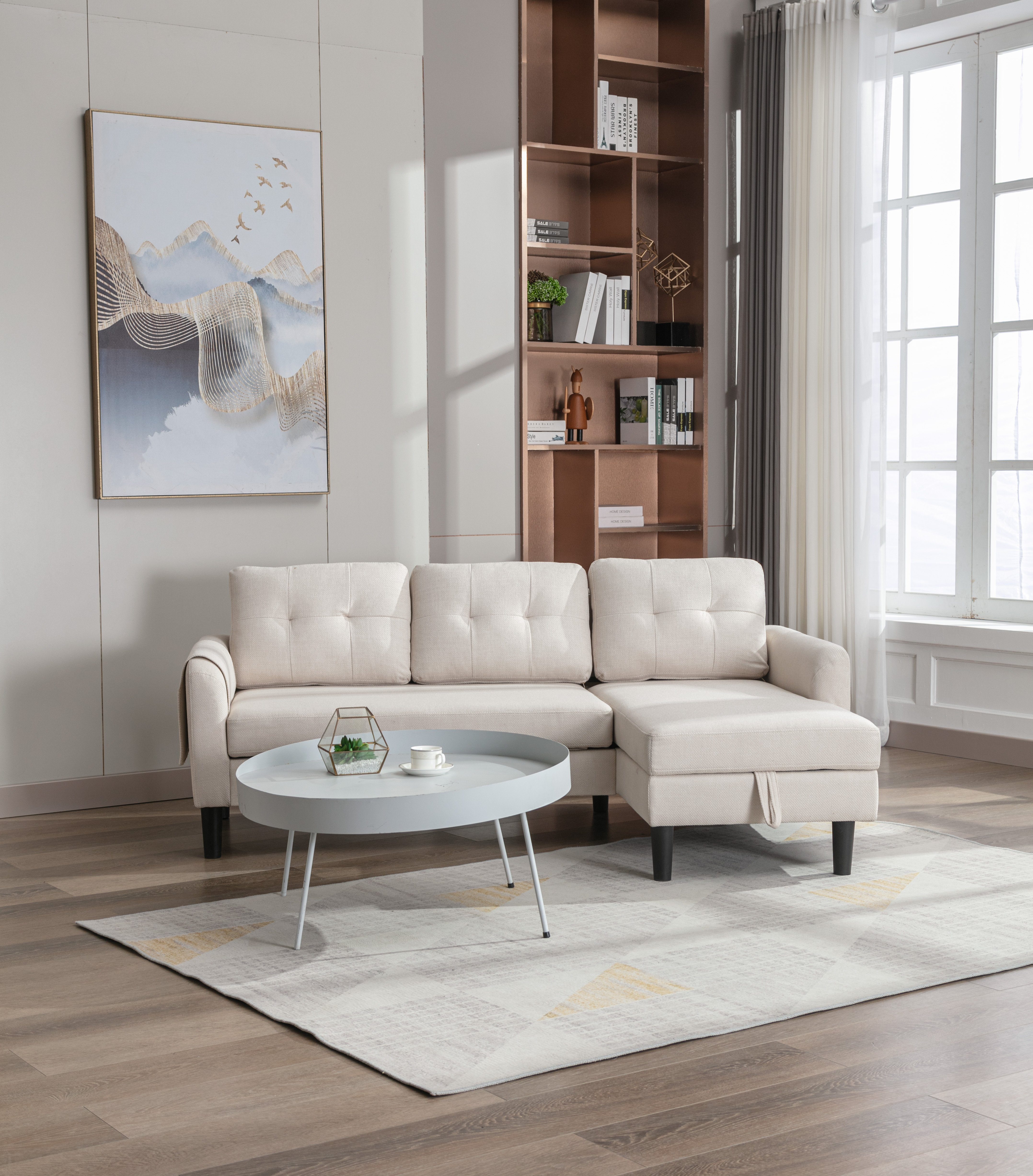 Ulife Ecksofa L-Form,Eckcouch Polsterecke mit Stauraum, mit Schlaffunktion, mit Hocker Couch