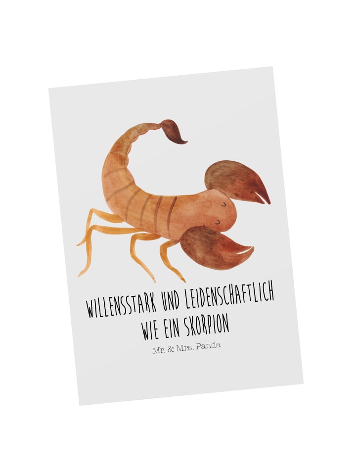 Mr. & Mrs. Panda Postkarte Sternzeichen Skorpion mit Spruch in Weiß günstig kaufen onesize