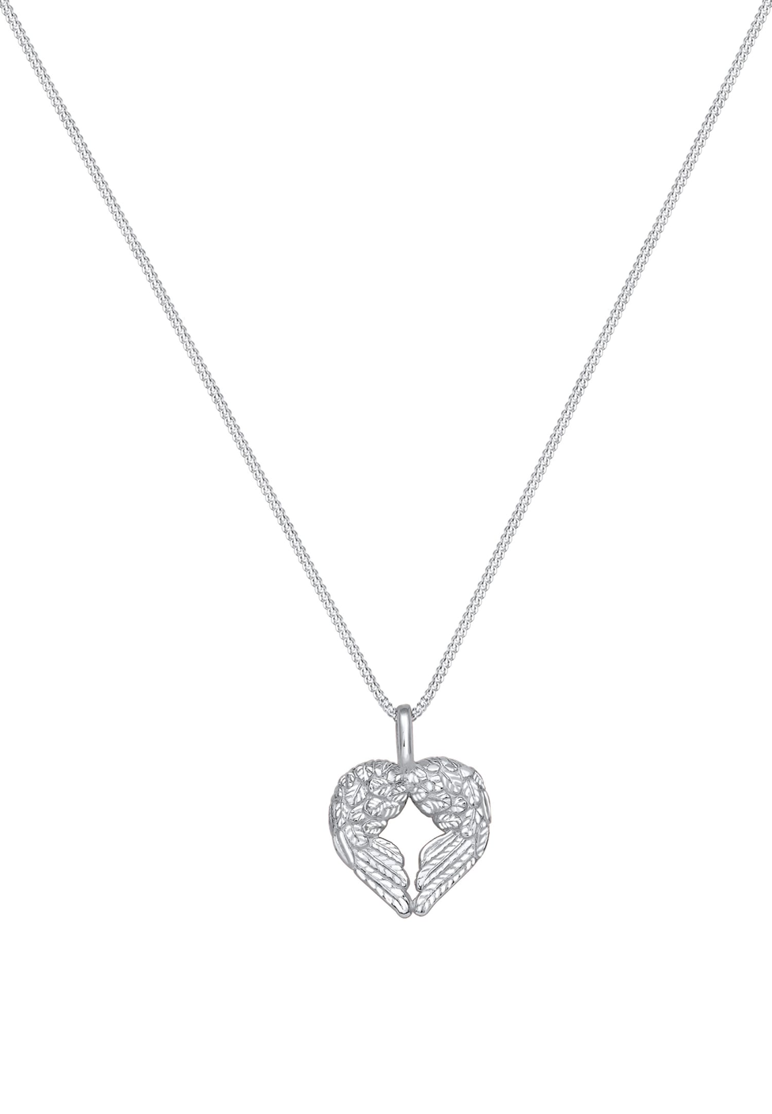 Elli Women's Angel Wings Heart-Shaped Pendant in 925 Sterling Silver