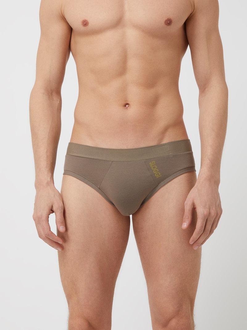 Slip mit Stretch-Anteil im 2er-Pack in olivgrün