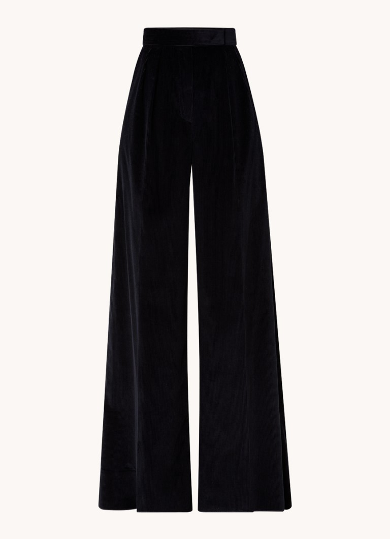 Pantaloni din catifea reiată cu talie înaltă MaxMara