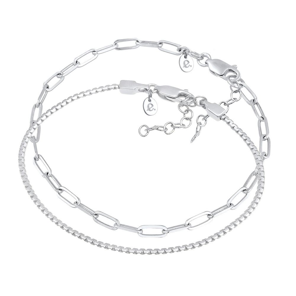 Elli PREMIUM Elli PREMIUM Bracelet Femmes maillons de base Set 2 pièces en argent sterling 925 Bracelet