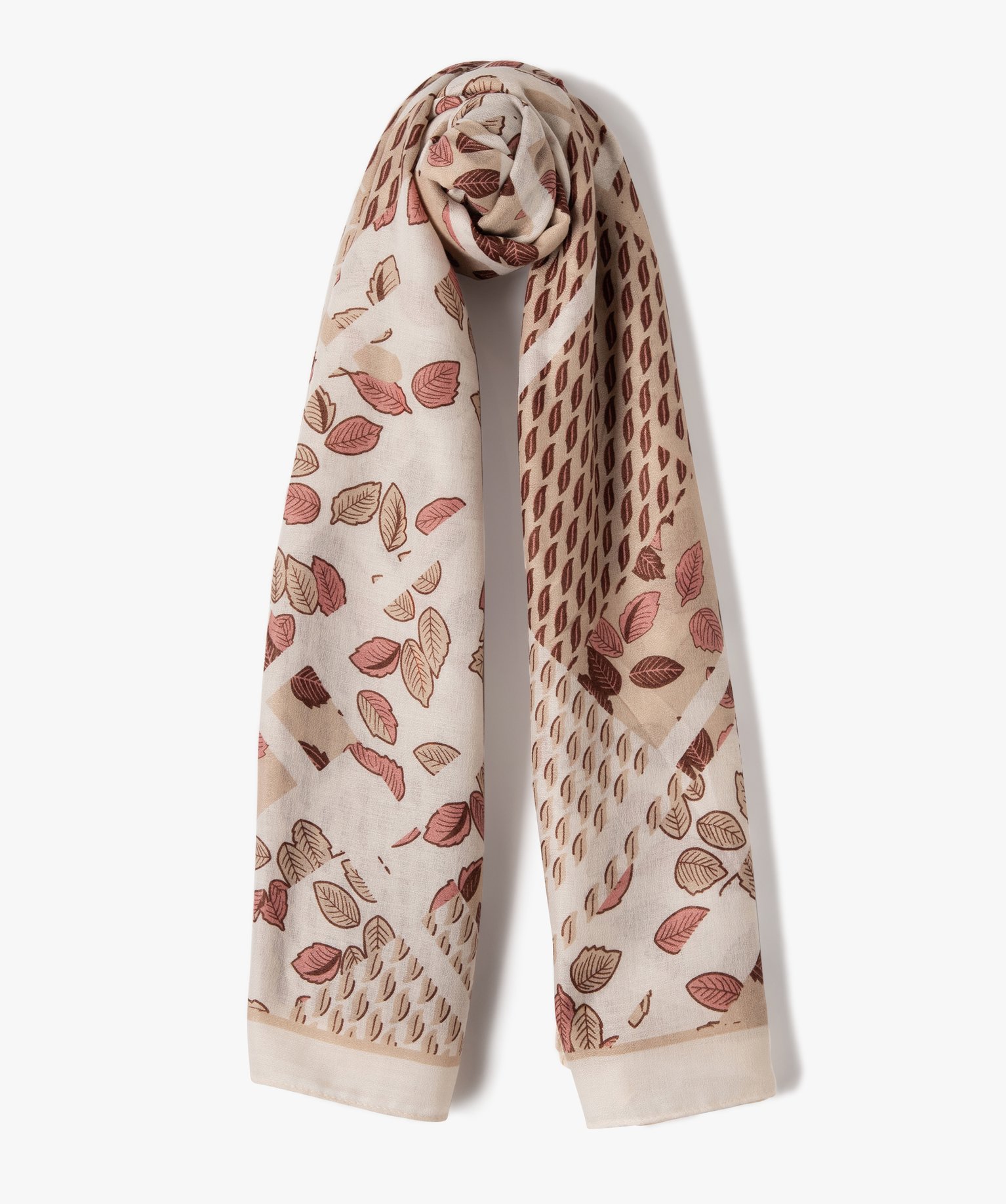 Foulard à motif feuillage femme ecru | GEMO