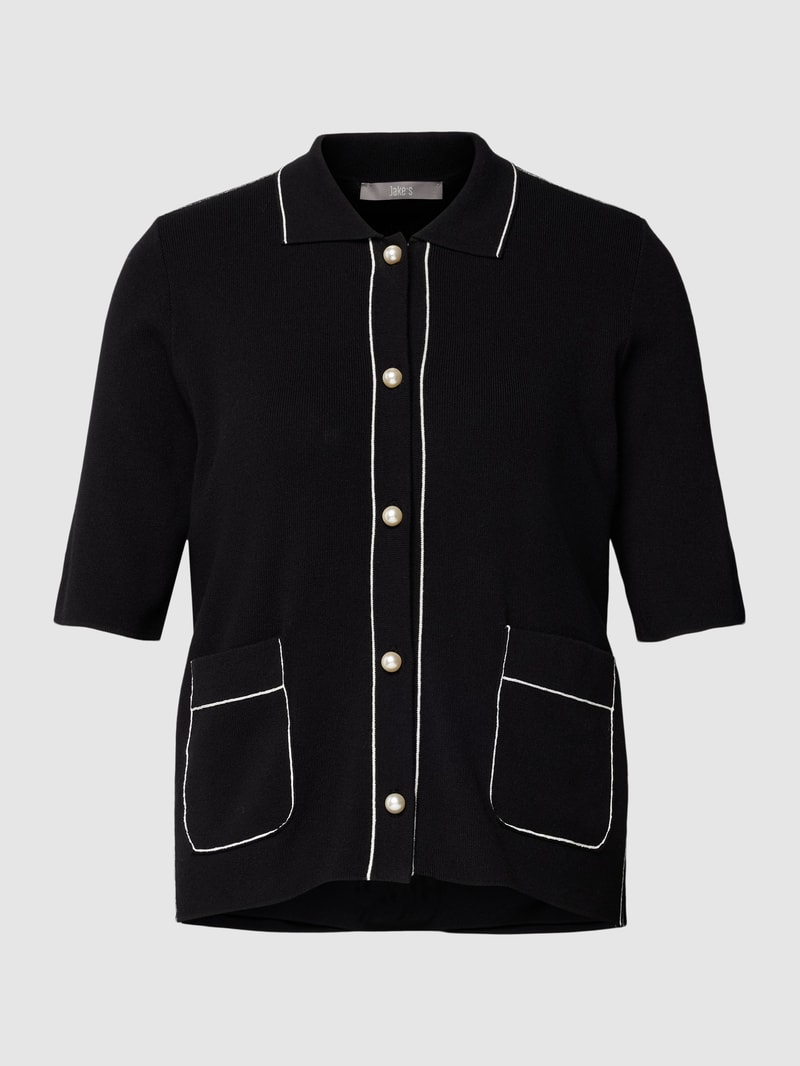 Poloshirt aus Viskose-Mix mit Knopfleiste in schwarz