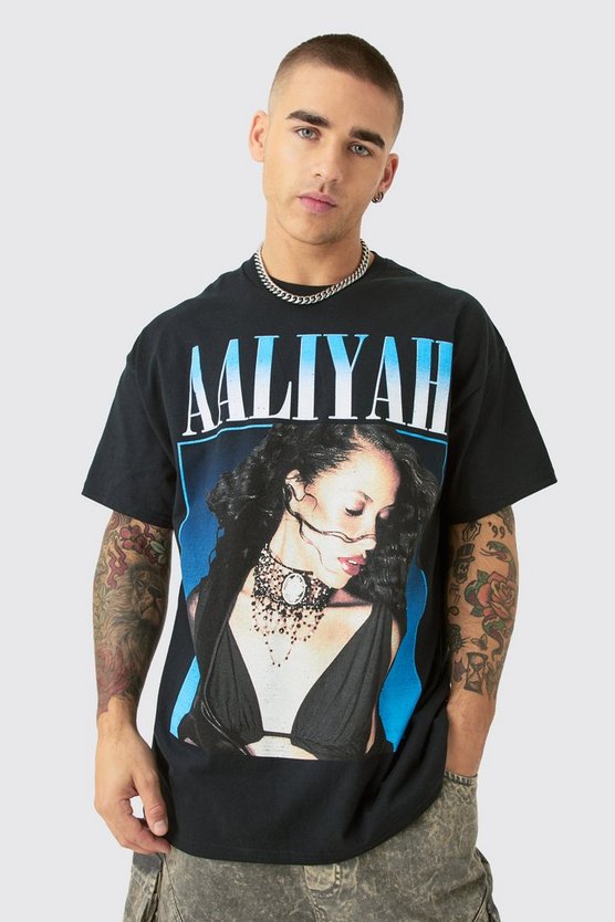 Kastiges Oversize T-Shirt mit lizenziertem Aaliyah-Print