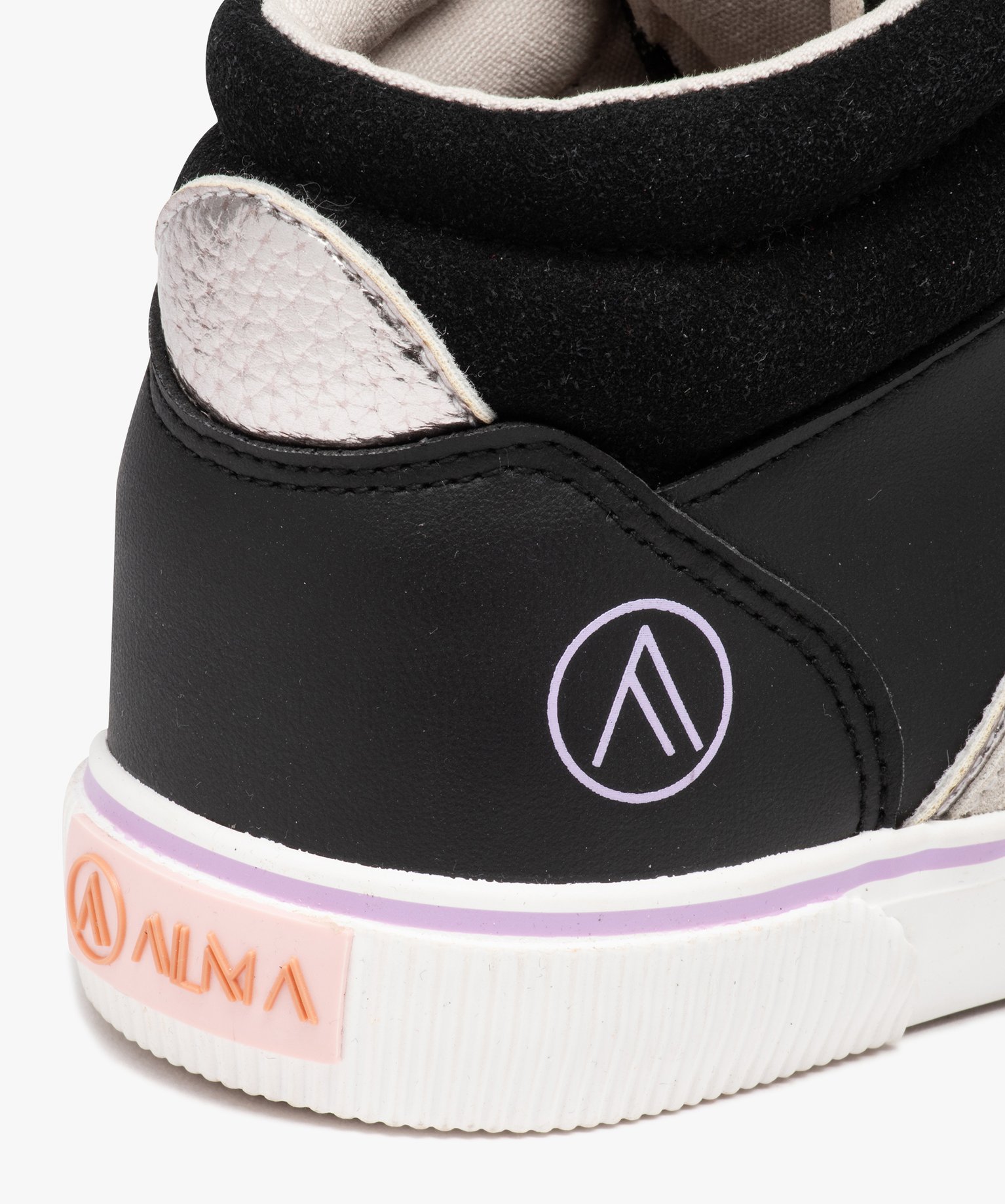 Baskets femme mid-cut unies à lacets - Alma Planète noir | GEMO