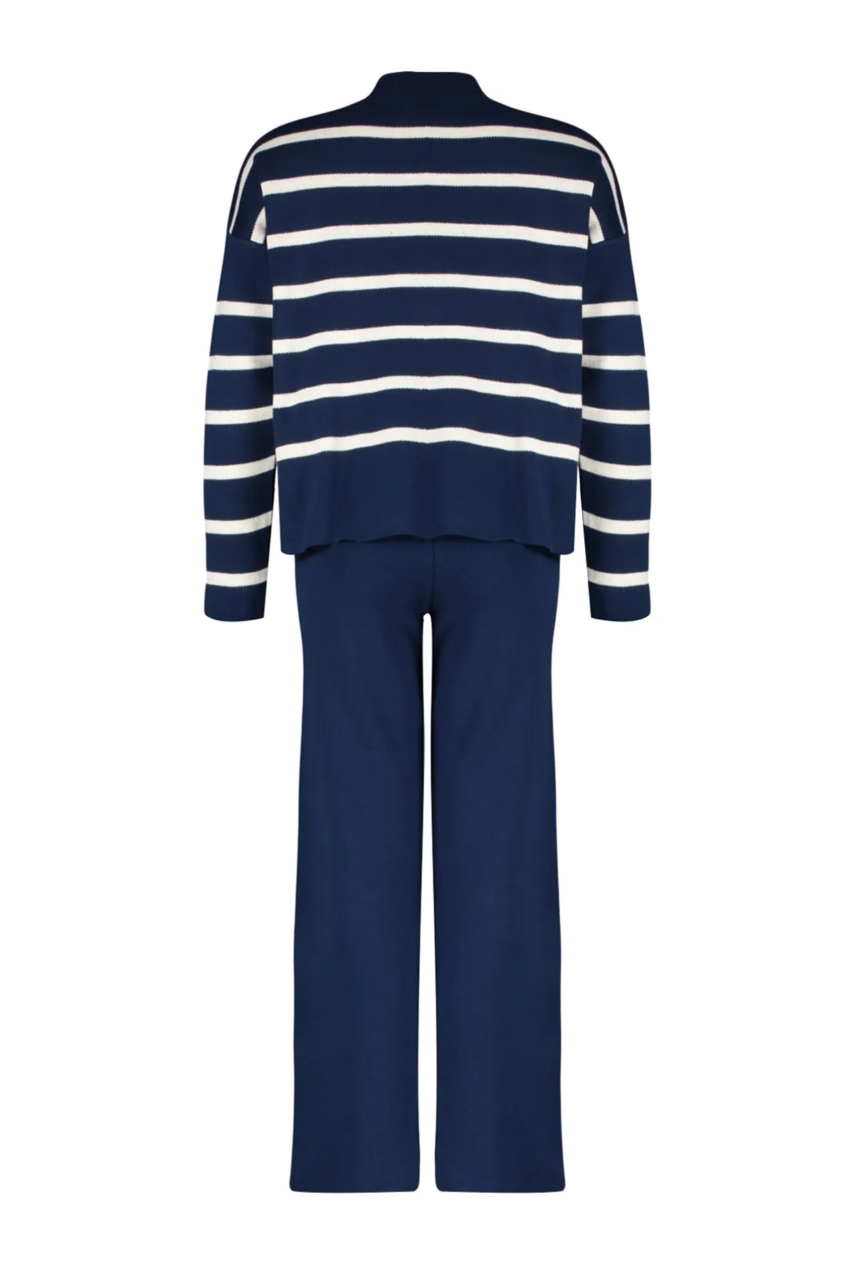 Trendyol Collection  Marineblaues Set aus gestreiftem Strickoberteil und -unterteil TWOAW24AU00045