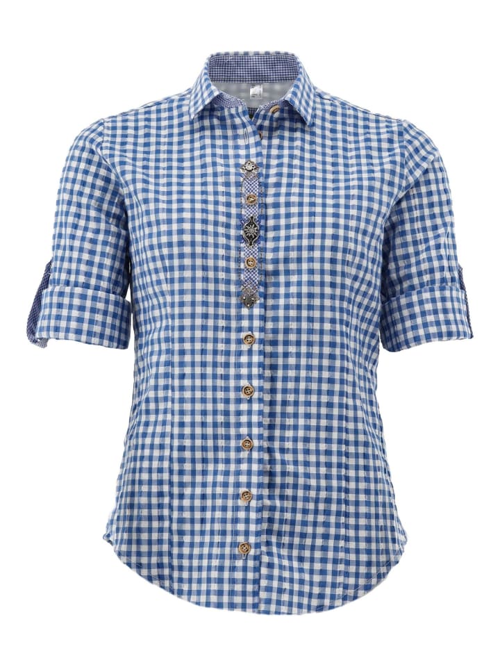OS-Trachten Trachtenbluse Micoya in mittelblau günstig kaufen