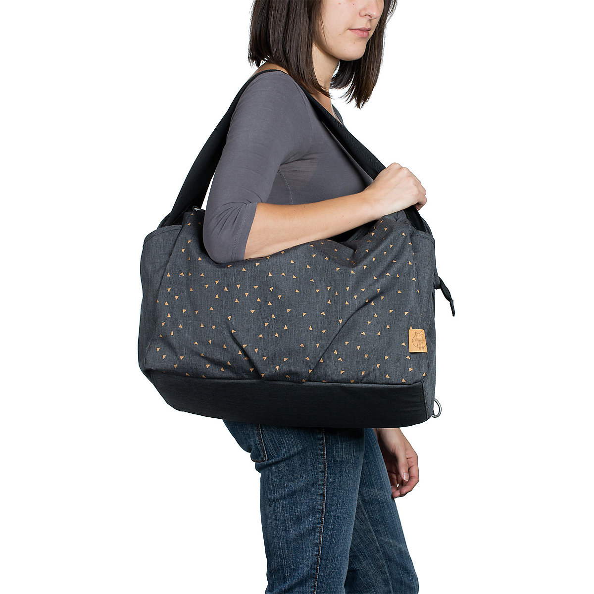 Wickeltasche Zwillinge Casual Twin Bag Triangle dark grey, inkl. Zubehör & Wickelunterlage