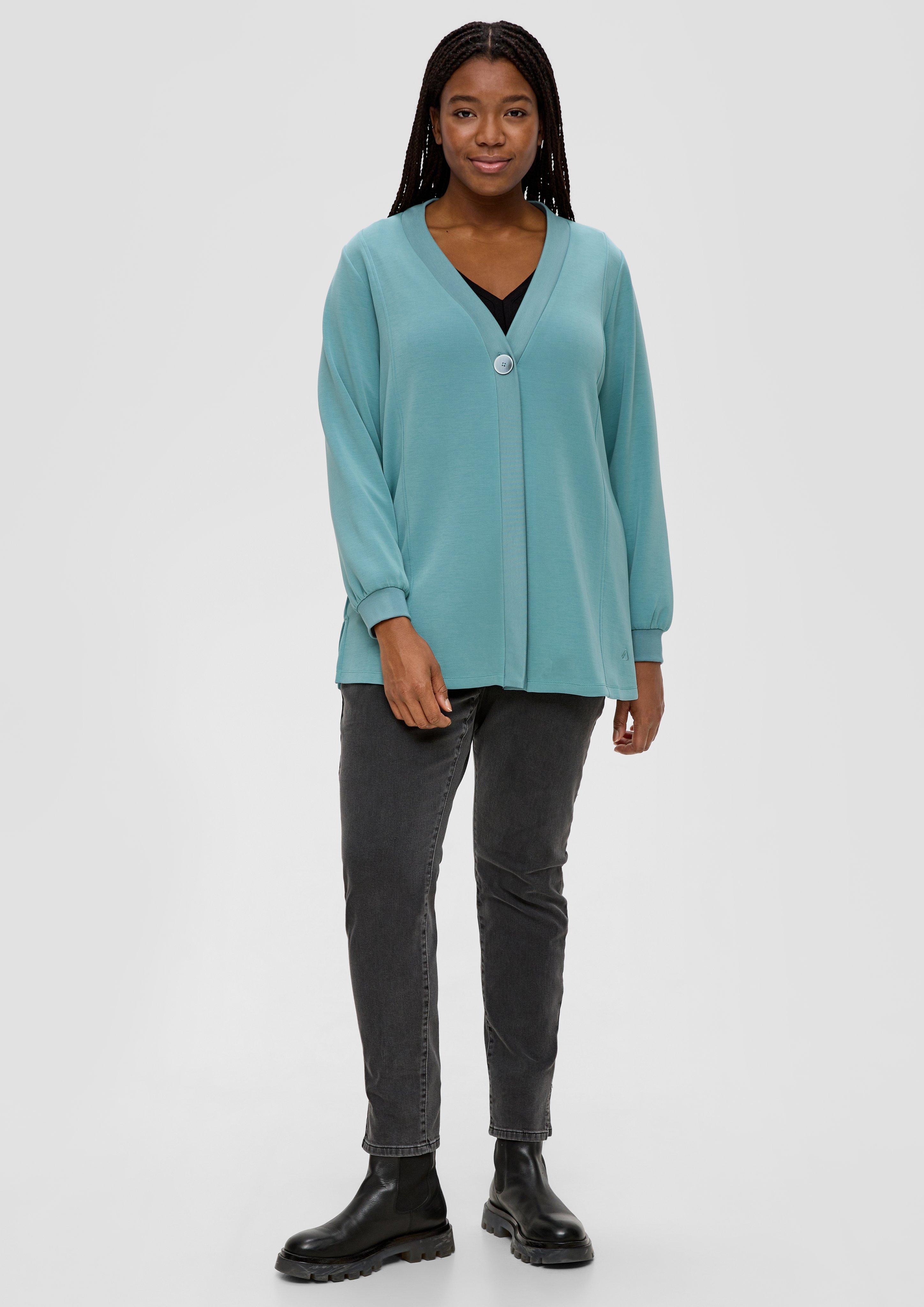 Strickjacke mit Rippblende  2139107-6557