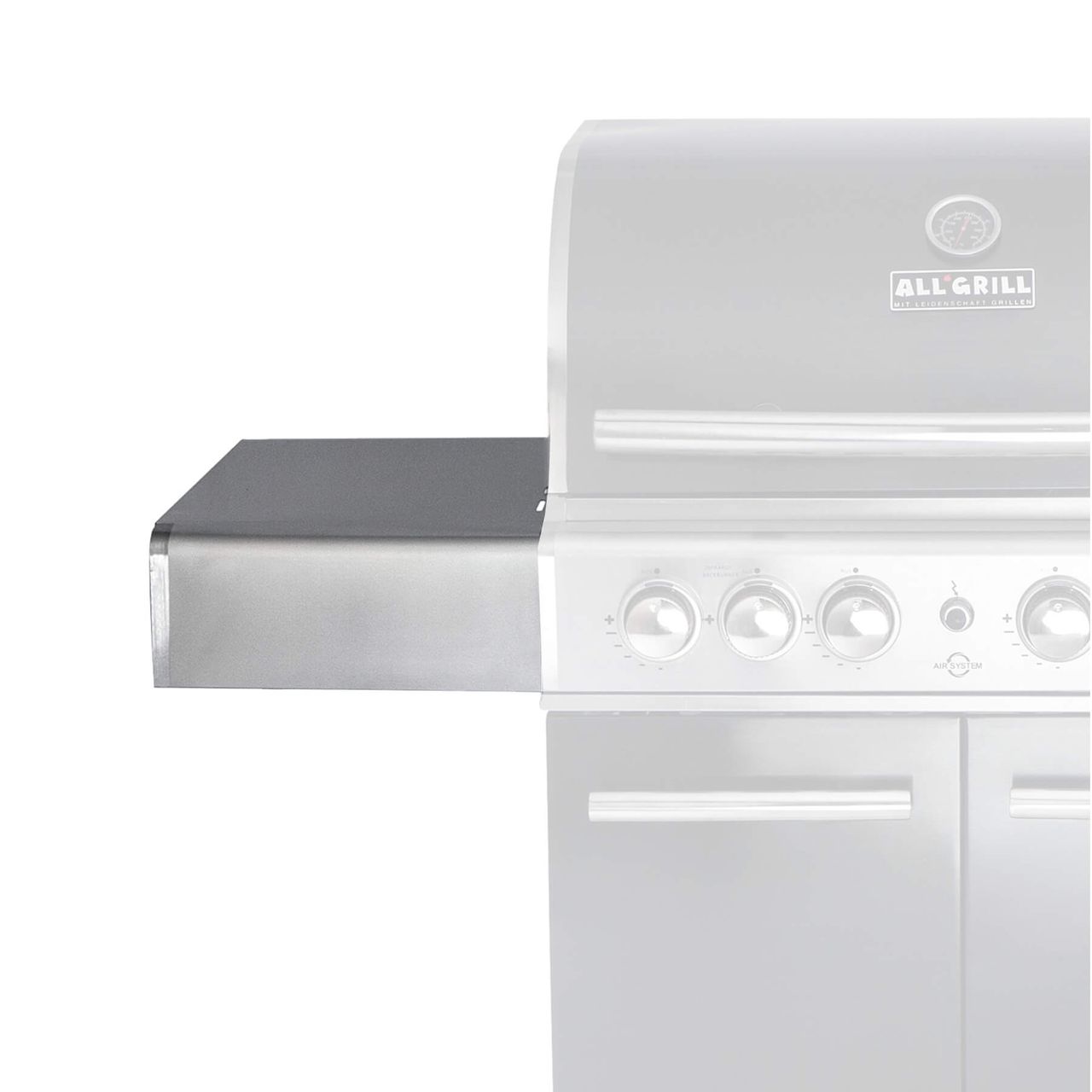Allgrill TOP-LINE Chef Gasgrill - Linke Ablagefläche, Edelstahl, abklappbar, 54cm x 34 x 14 cm