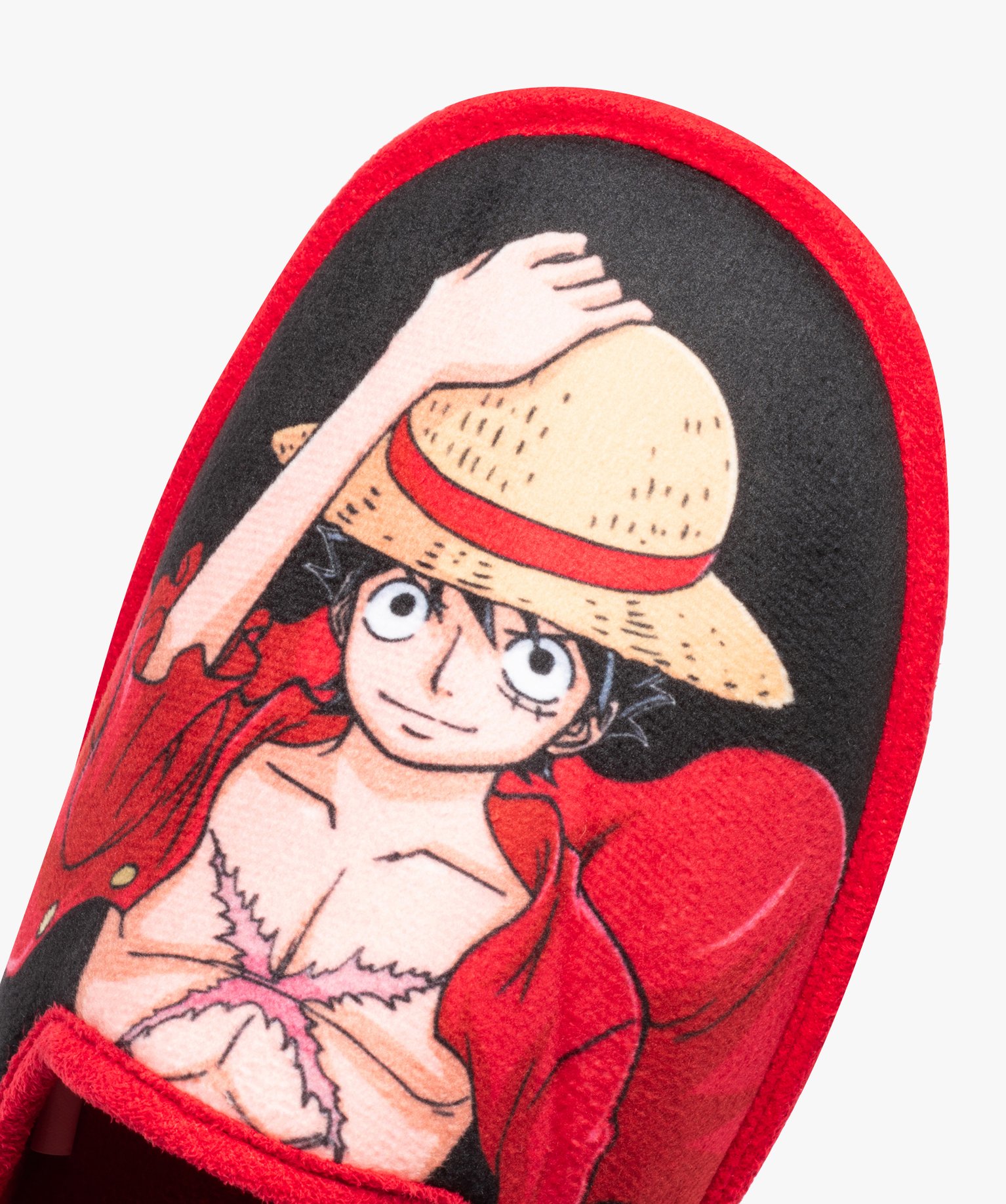 Chaussons homme mules plates en velours - One Piece rouge | GEMO