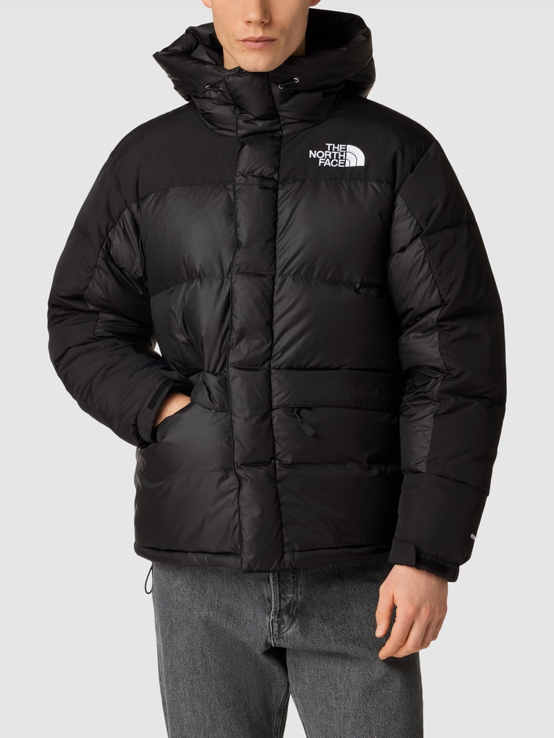 Daunenjacke mit Label-Stitching in schwarz