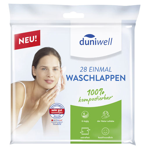DUNIWELL Einmal Waschlappen kompostierbar  28 St  Beutel