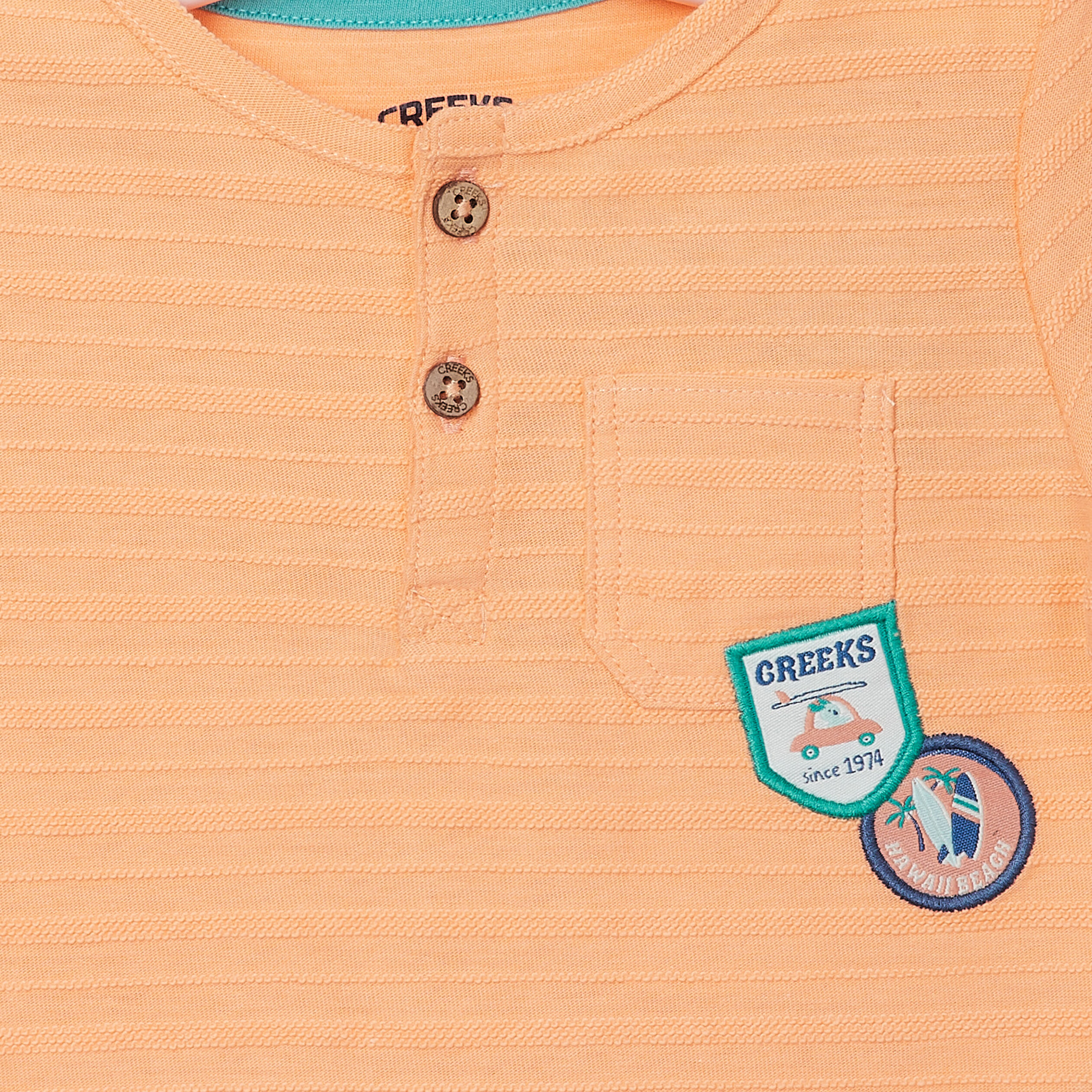 T-shirt manches courtes Creeks orange corail bébé garçon | La Halle