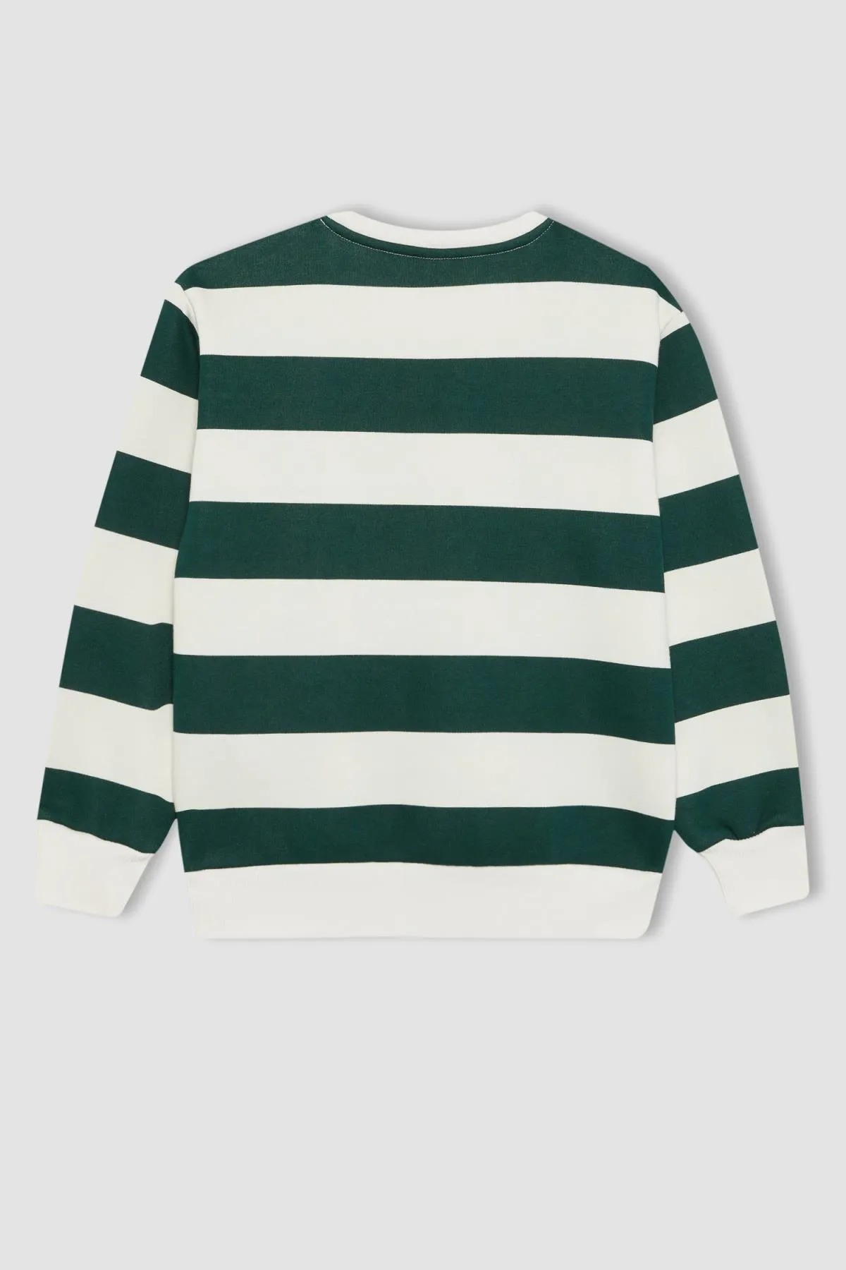DeFacto  Gestreiftes, gemustertes, dickes Jungen-Sweatshirt mit Rundhalsausschnitt