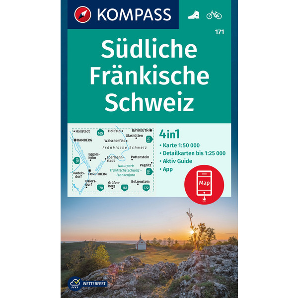 KOMPASS WANDERKARTE 171 SÜDLICHE FRÄNKISCHE SCHWEIZ 1:50.000