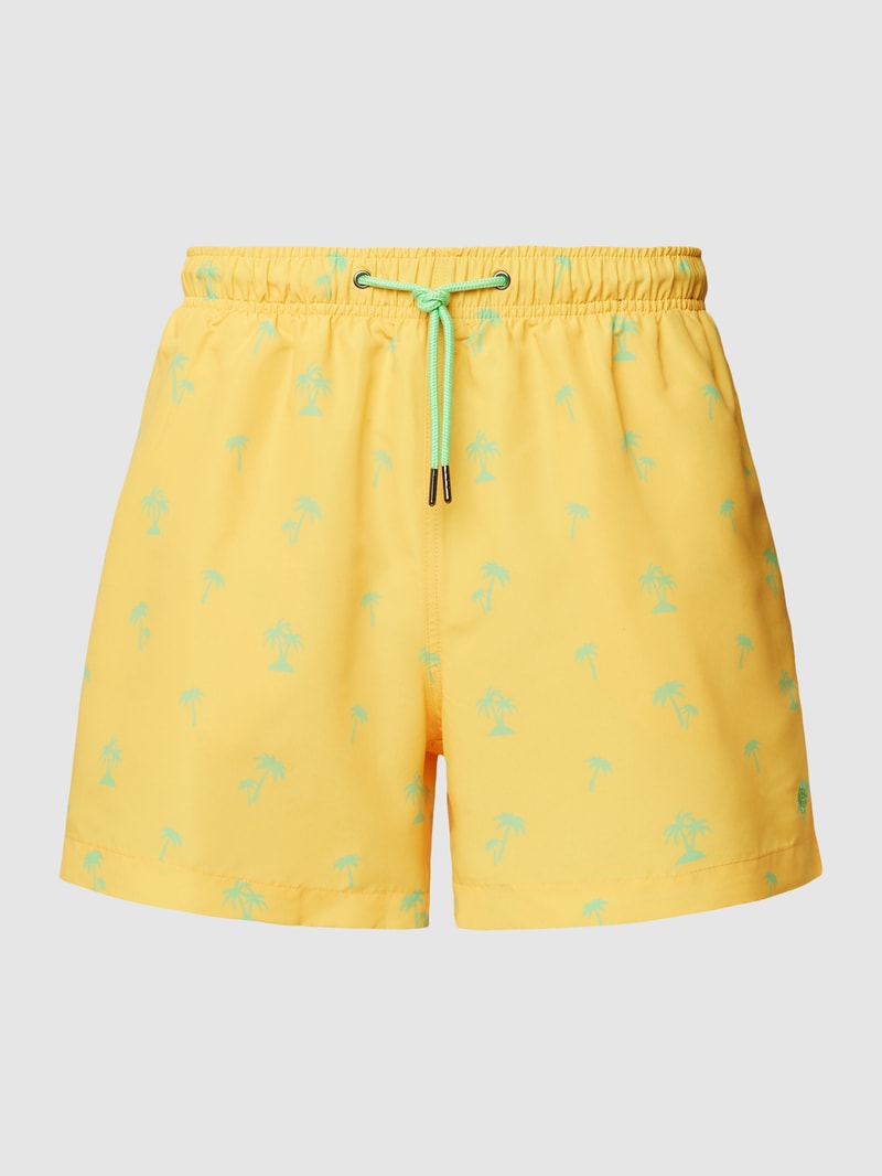 Badehose mit Allover-Print in gelb