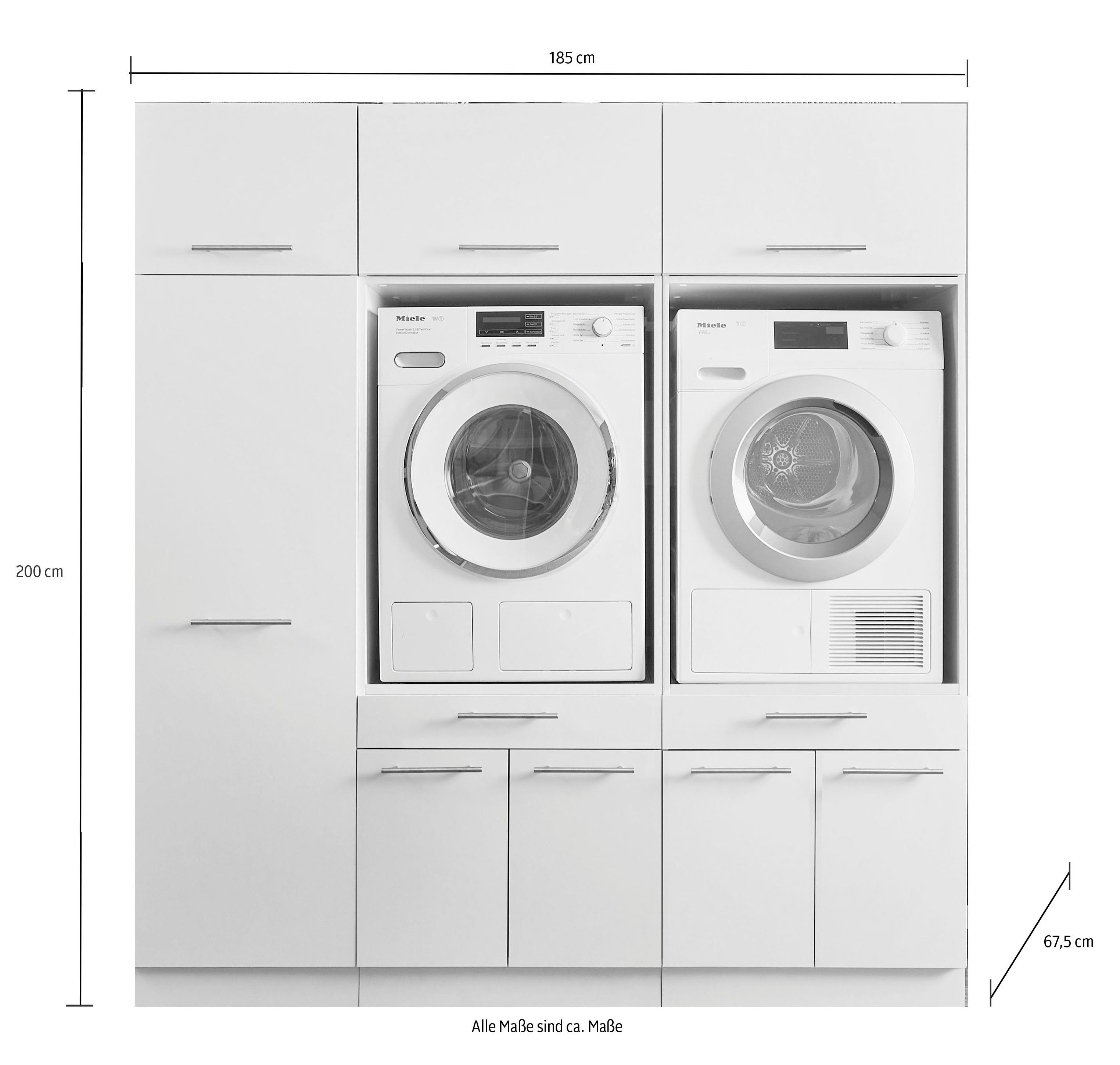 Laundreezy Mehrzweckschrank-Set LAUNDREEZY LDSK13, Breite 185 cm