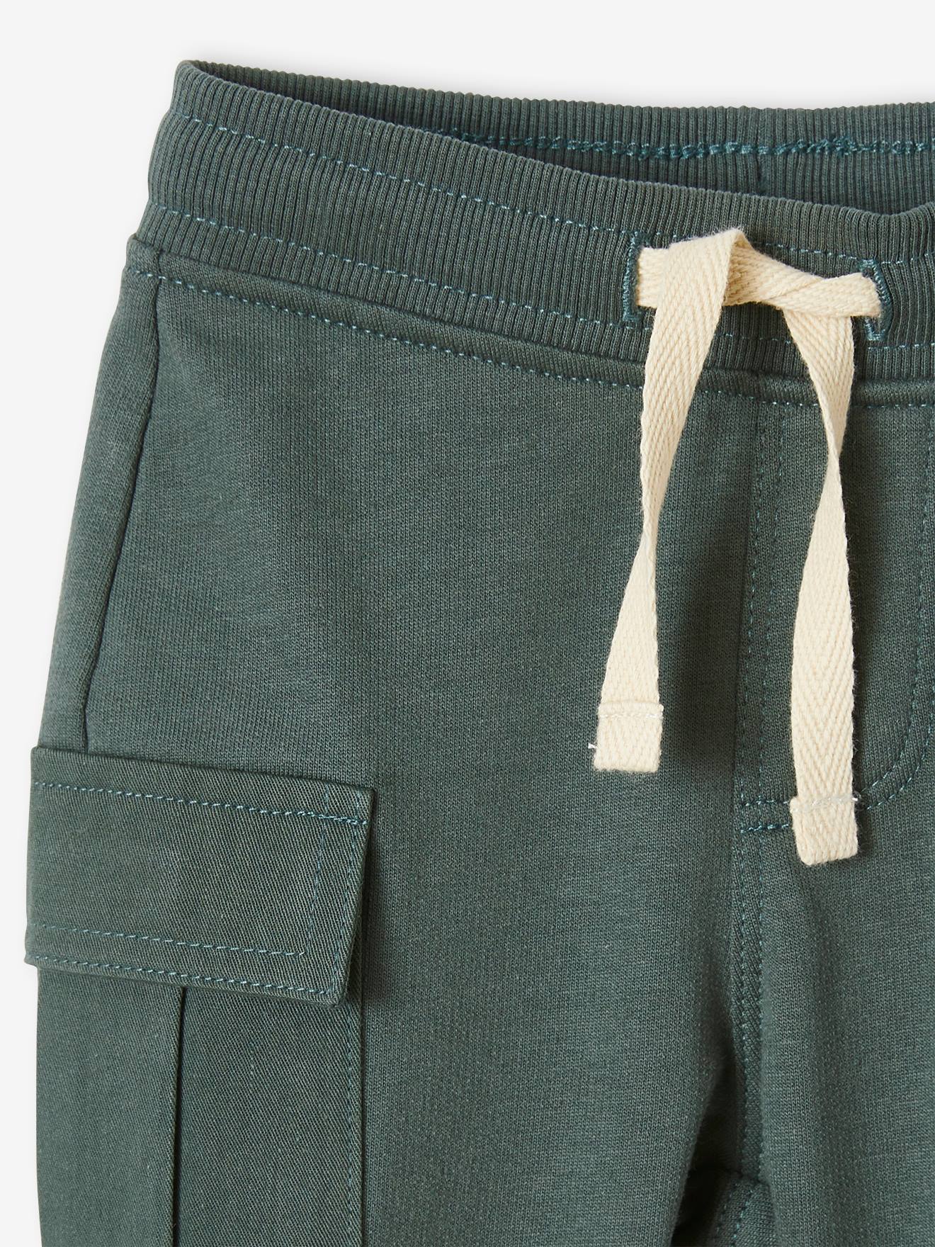 Pantalon bébé en molleton esprit battle vert foncé
